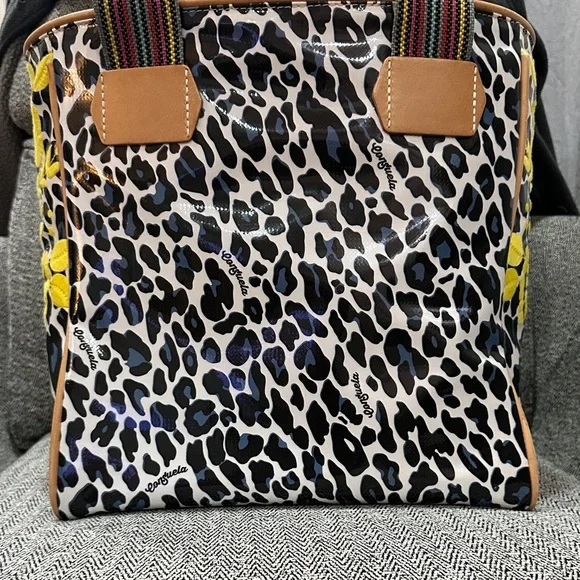 Consuela Leopard Print Tote with Yellow Floral Design - Picture 2 of 5